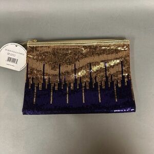 Sequin Cosmetic Pouch in Purple and Gold NWT